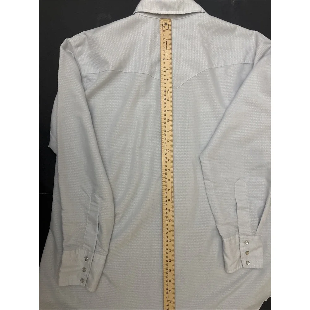 Western Karman  Pearl Snap Shirt Men's Ivory Long Sleeve Size XL Extra long tail